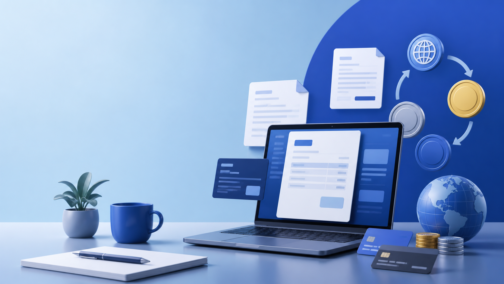 Cara Membuat Invoice Mata Uang Asing untuk Klien Internasional — ilustrasi panduan invoice oleh Invoicid