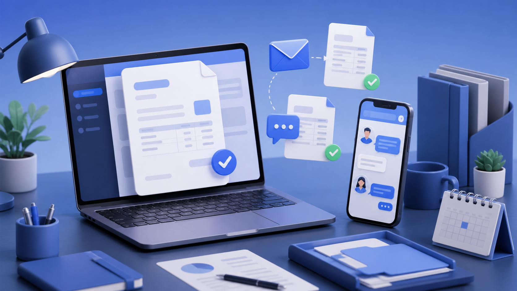Contoh Email dan WhatsApp Kirim Invoice ke Klien — ilustrasi panduan invoice oleh Invoicid