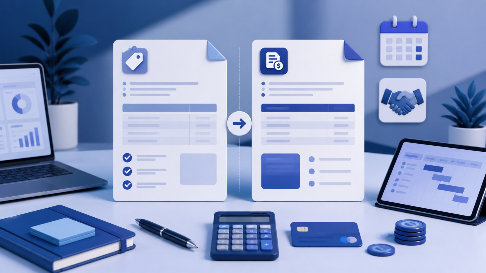 Perbedaan Quotation dan Proforma Invoice — ilustrasi panduan invoice oleh Invoicid